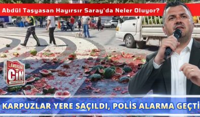 BELEDİYE ÖNÜNDE KARPUZLU PROTESTO!
